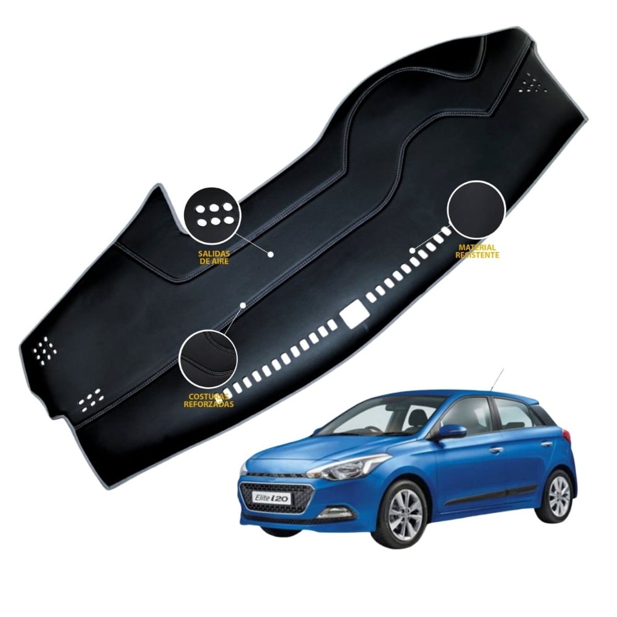TECGO - PROTECTOR DE TABLERO TIPO HYUNDAI I20 2017 TACTO CUERO