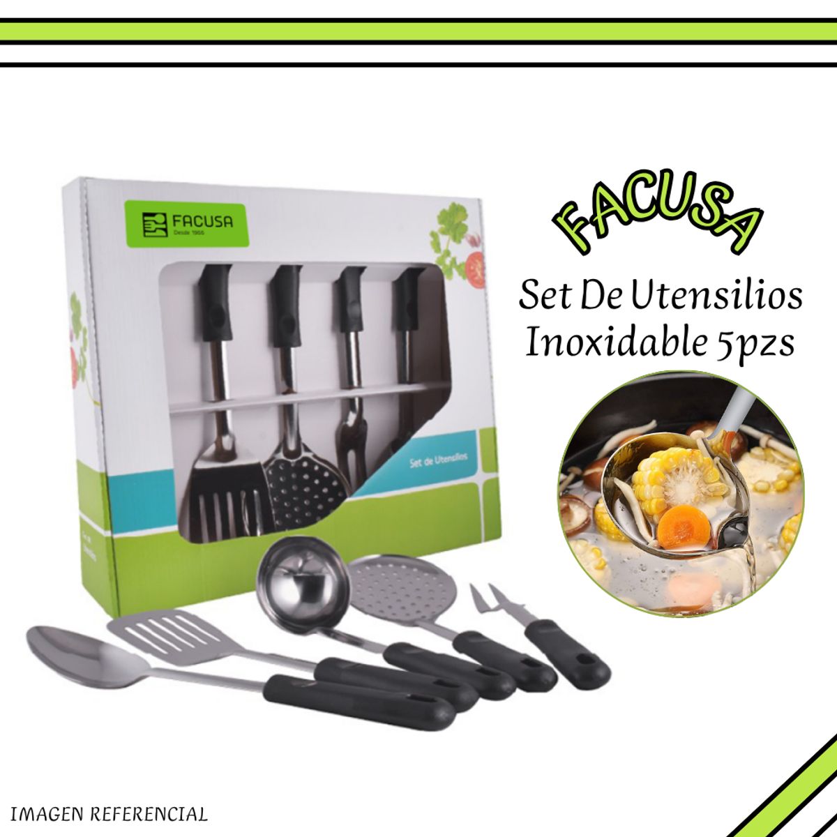 FACUSA - Set De Utensilios Facusa Acero Inoxidable 5pzs