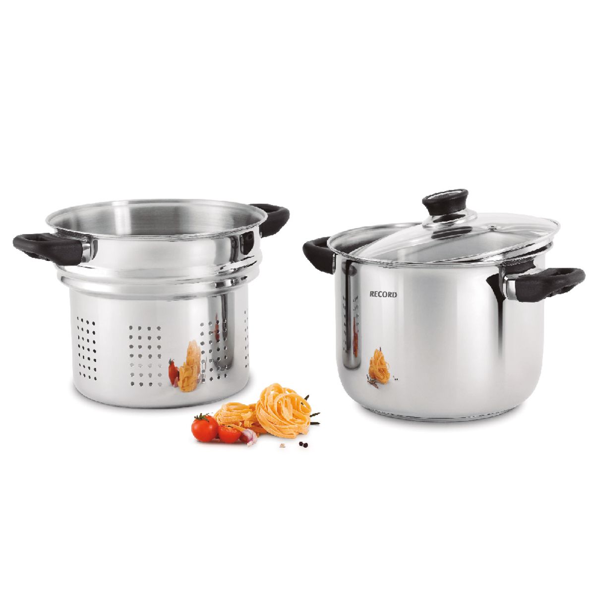 RECORD - Espaguetera de Acero Inoxidable 65L Record N°22 con Fondo difusor