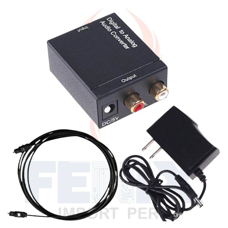 GENERICO - Adaptador Convertidor Audio Óptico A Rca + Cable Optico 15m
