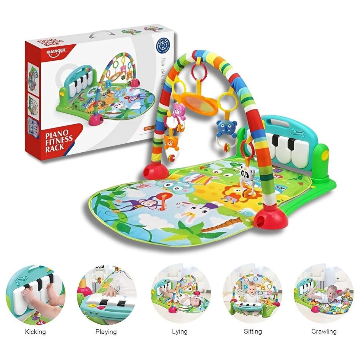 HUANGER - Huanger Gimnasio Multifunción con Piano Pataditas 3 en 1 - Bebé