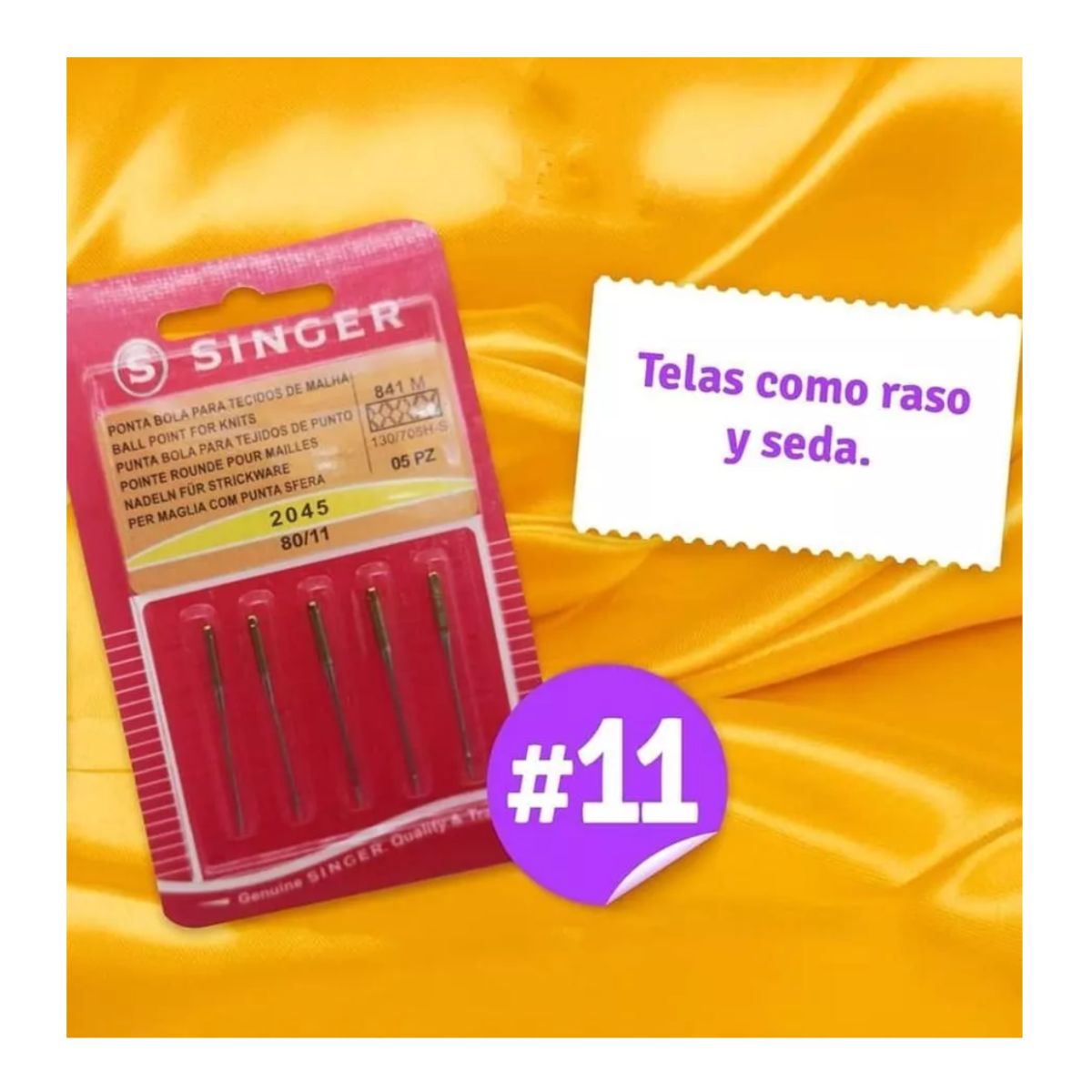 SINGER - Aguja Punta Bola Singer 2045 Para Maquina De Coser - Nro. 11