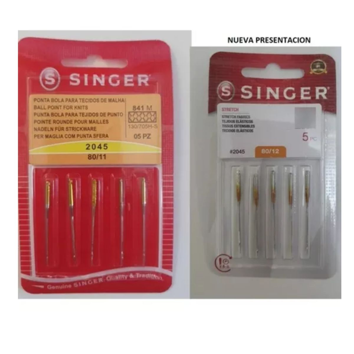 SINGER - Aguja Punta Bola Singer 2045 Para Maquina De Coser - Nro. 11