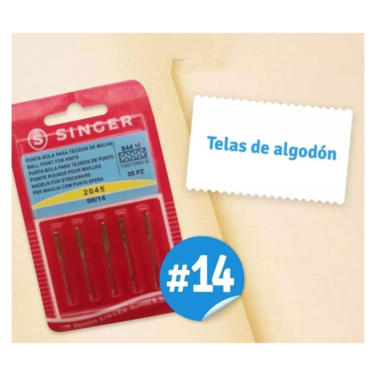 SINGER - Aguja Punta Bola Singer 2045 Para Maquina De Coser - Nro. 14