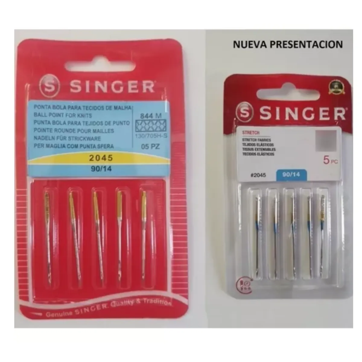 SINGER - Aguja Punta Bola Singer 2045 Para Maquina De Coser - Nro. 14