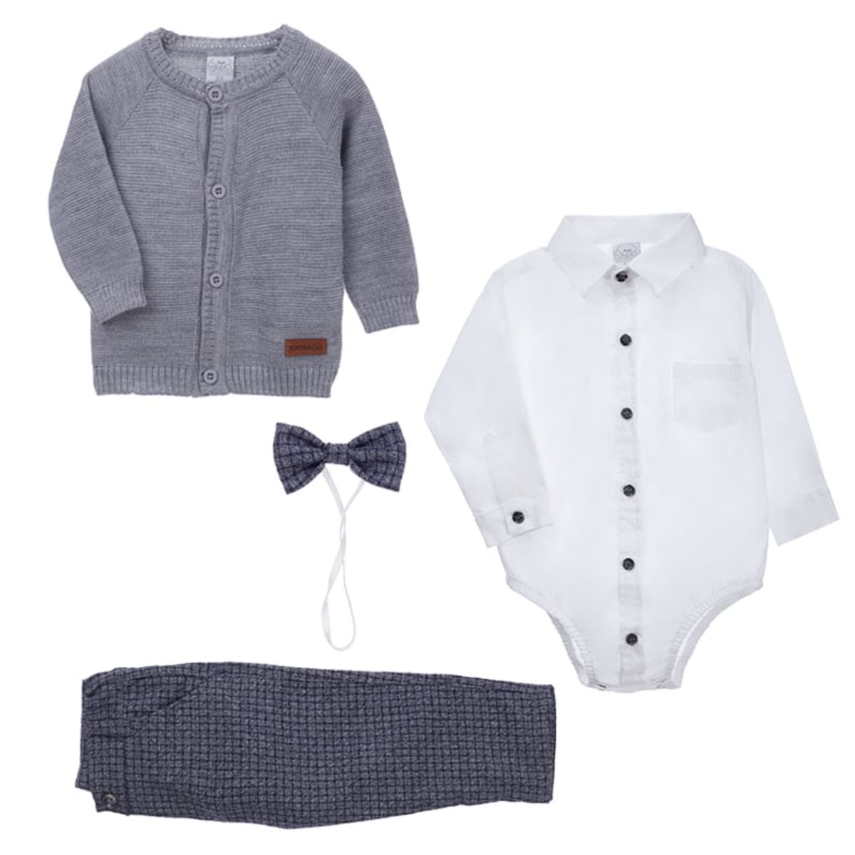 GENERICO - Conjunto para Bebé Niño 4 piezas Michi Formal Gris