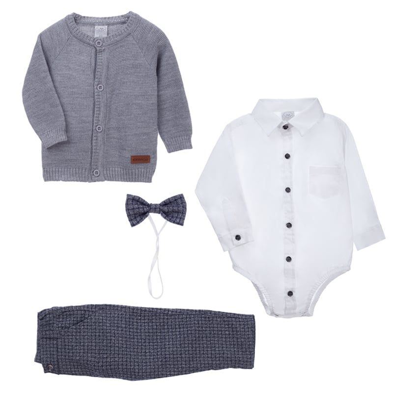 GENERICO - Conjunto para Bebé Niño 4 piezas Michi Formal Gris