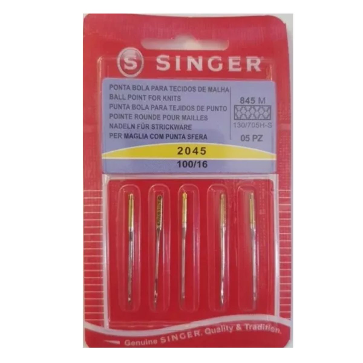 SINGER - Aguja Punta Bola Singer 2045 Para Maquina De Coser - Nro. 16