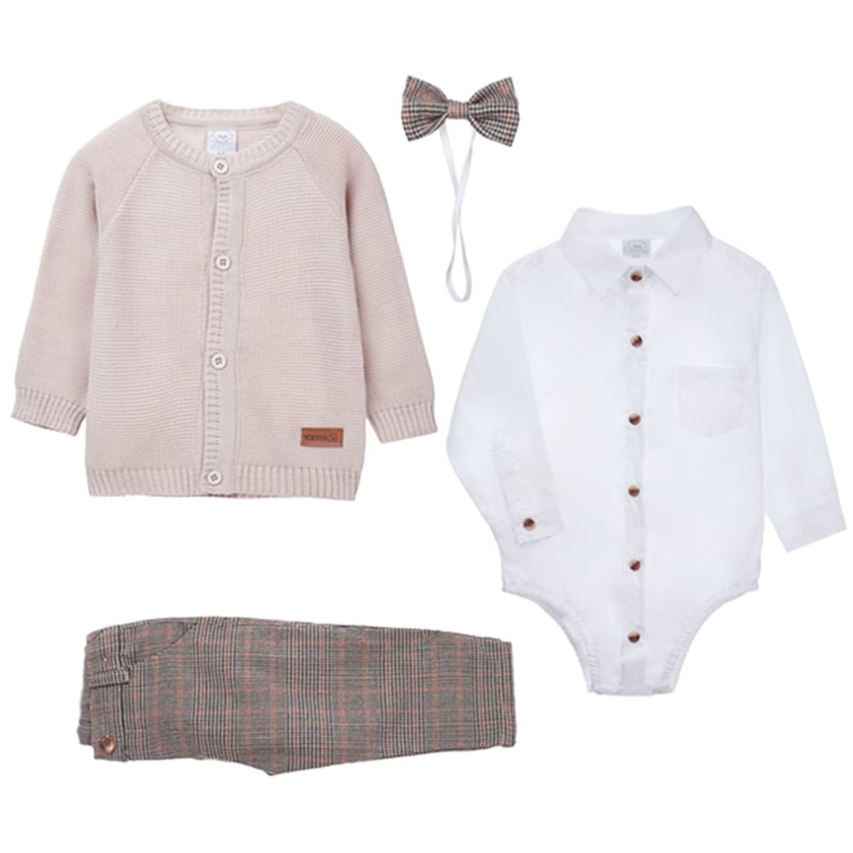 GENERICO - Conjunto para Bebé Niño 4 piezas Michi Formal Beige