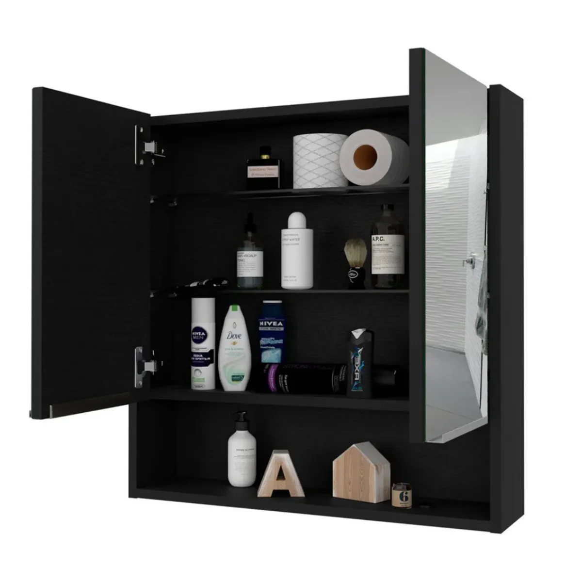 GENERICO - Gabinete Organizador de Baño Carsoli Negro Petrox Home