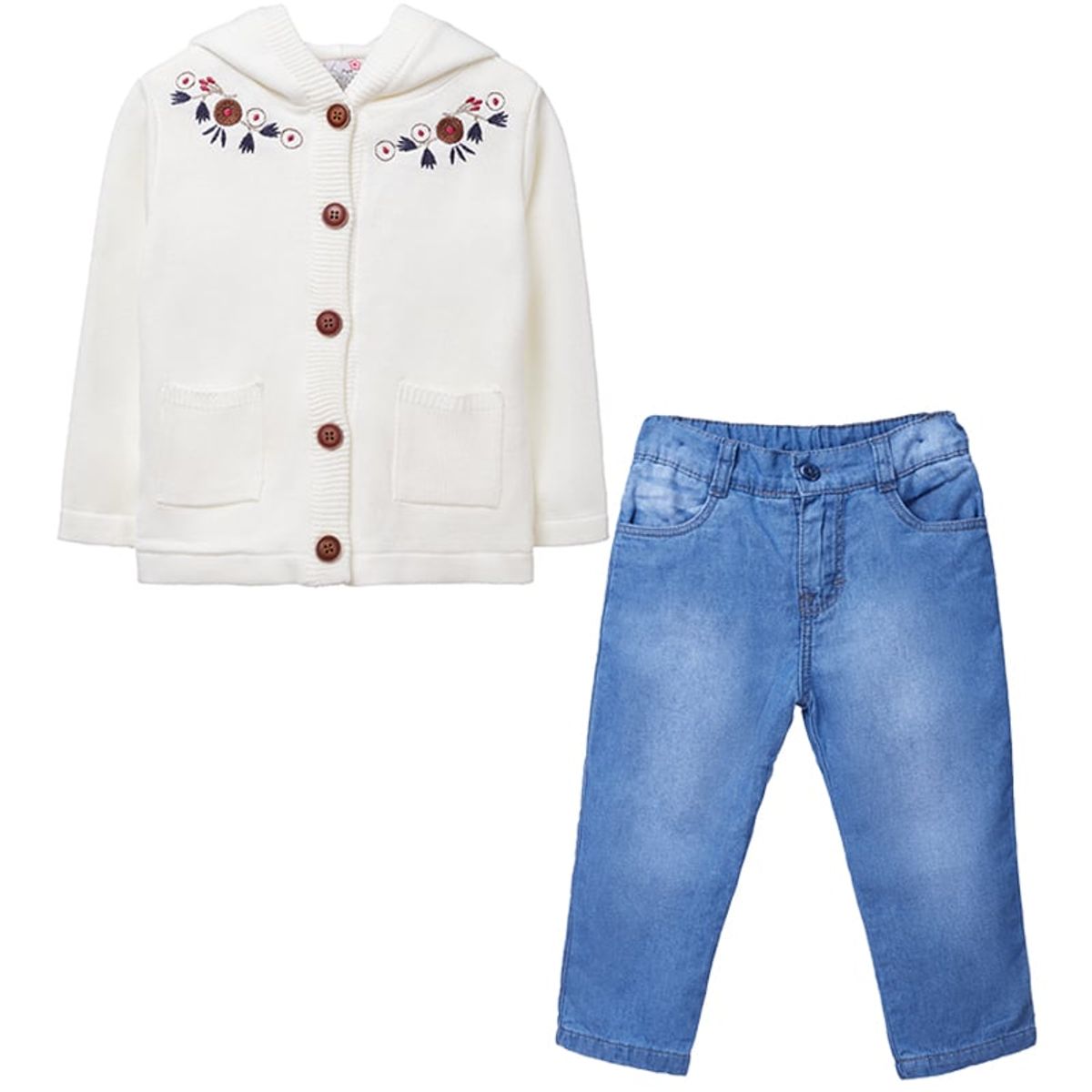 GENERICO - Conjunto para Bebe Niña Capucha Crema