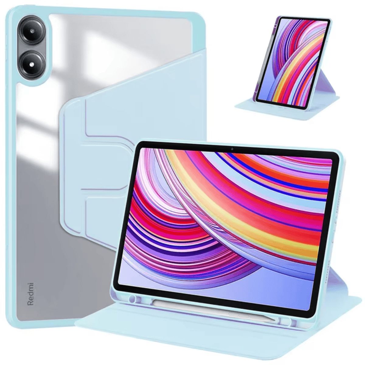 GENERICO - Funda para Honor X9 Magnética 360° + portalápiz Celeste Antishock