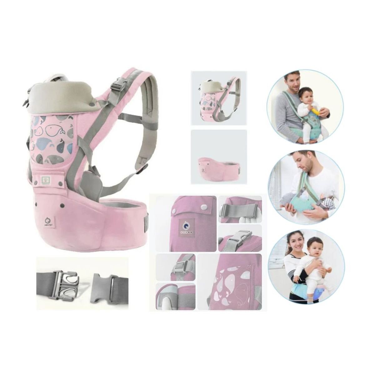 GENERICO - Canguro Ergonómico Ballenita para Bebé Niña