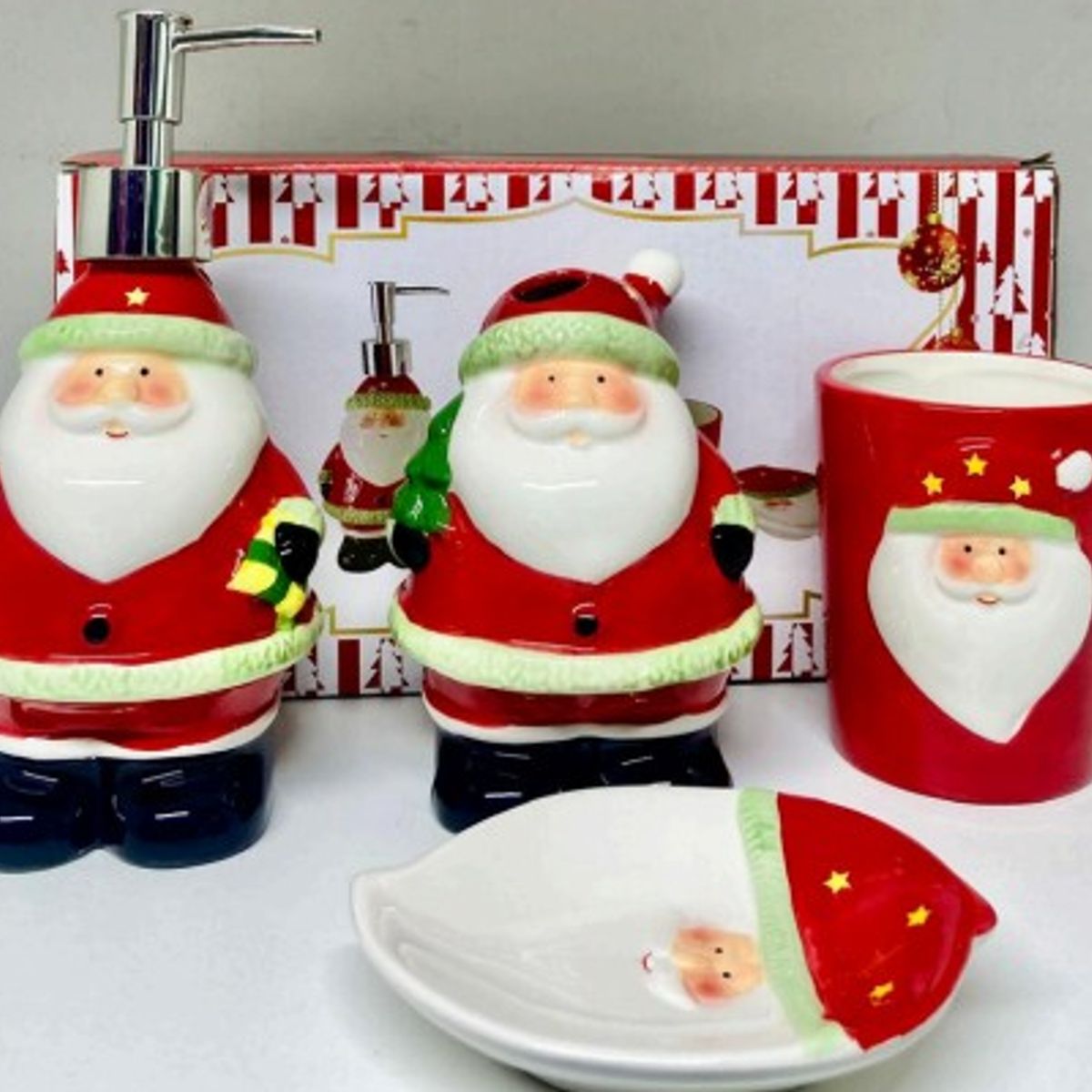 GENERICO - Set de Baño de 4 Piezas Navideño