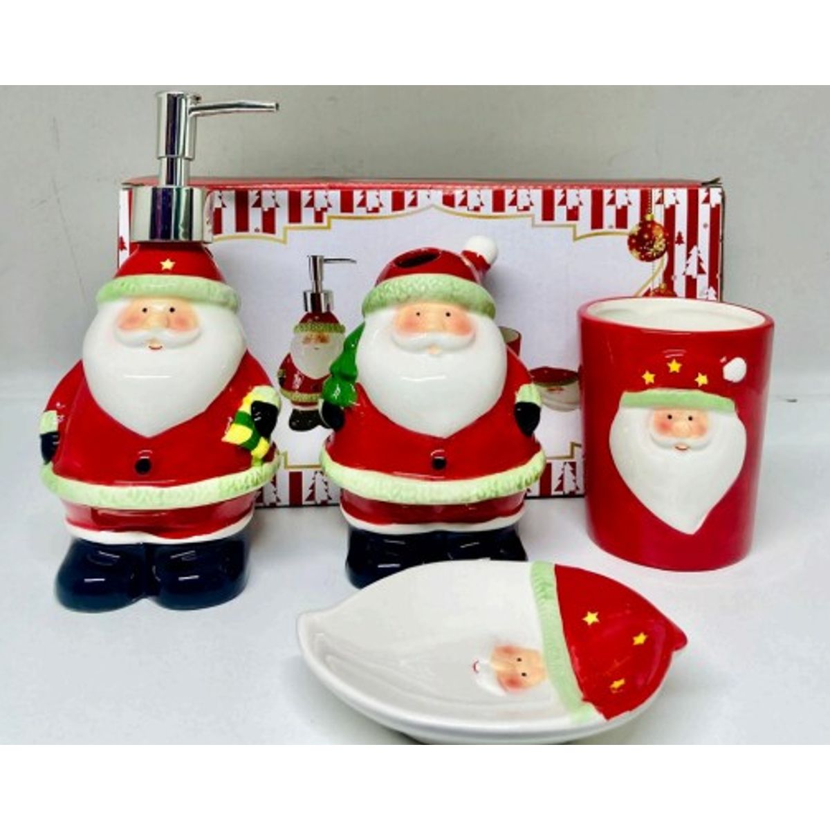 GENERICO - Set de Baño de 4 Piezas Navideño