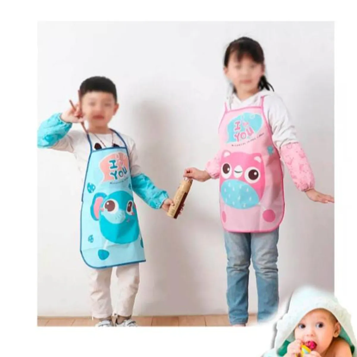 GENERICO - Pack mandil con mangas chef niño y niña