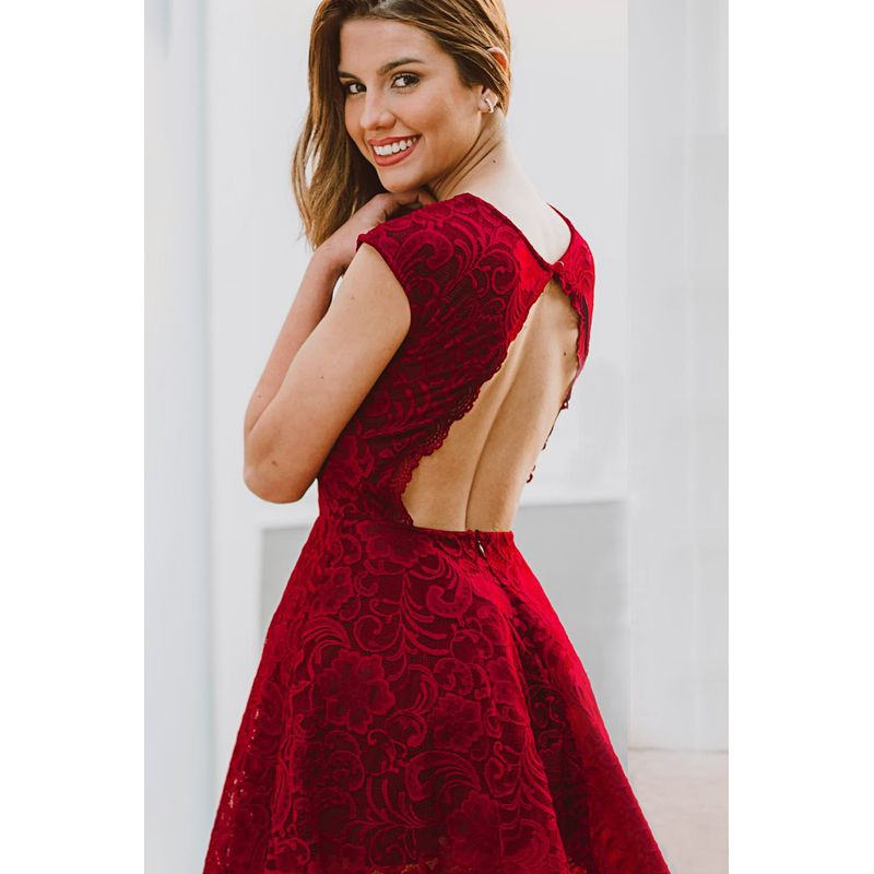 GENERICO - Vestido Encaje Celine Color Vino Estacion 108