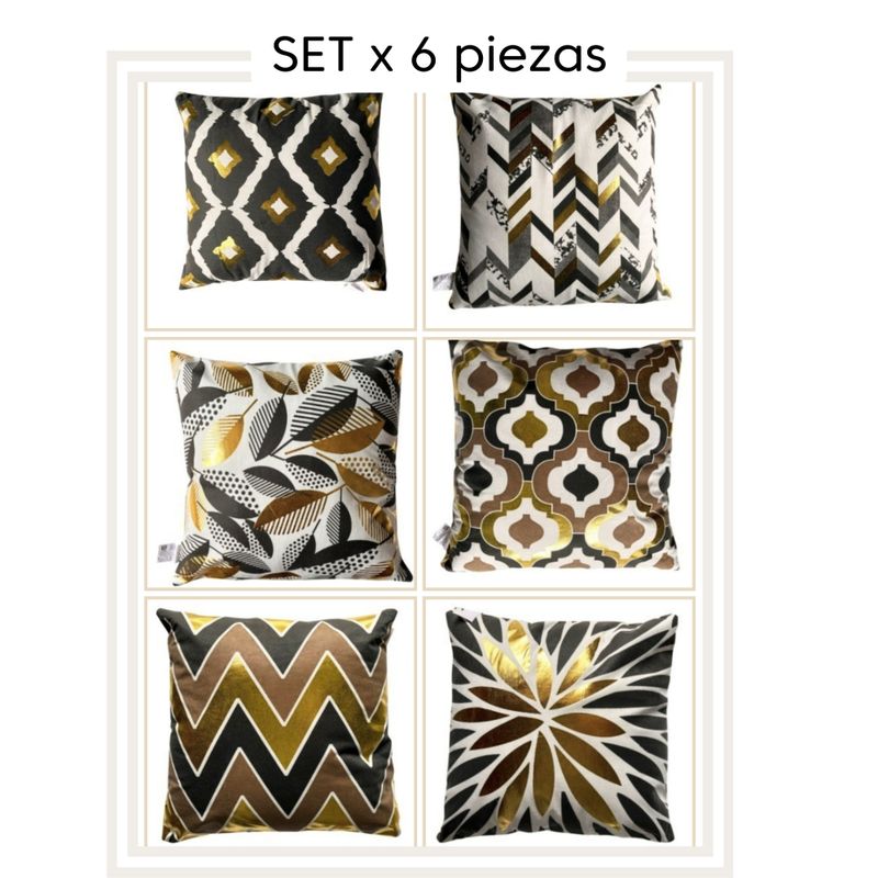 SALA FABULOSA - Set de cojines Golden x 6 piezas con relleno SALA FABULOSA