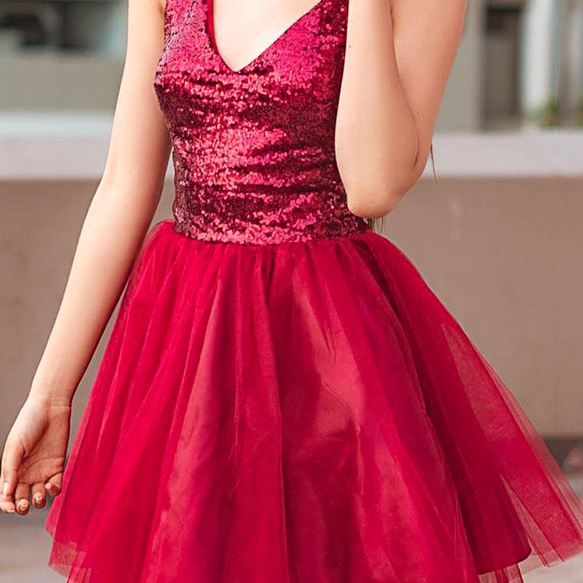 GENERICO - Vestido Tul Lentejuelas Anny Color Vino - Estacion 108