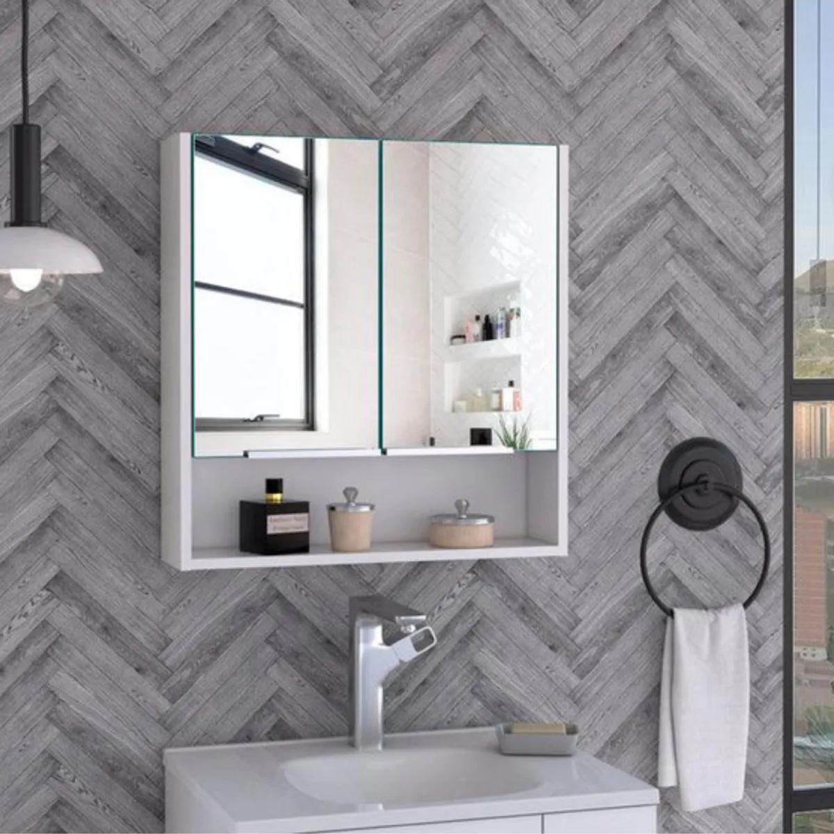 GENERICO - Gabinete Organizador de Baño Carsoli Blanco Petrox Home