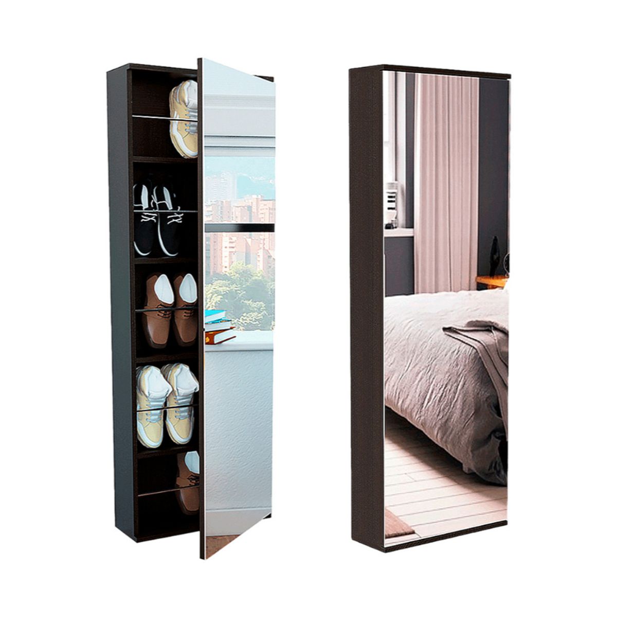 HOGAR & SPACIOS - HYS ZAPATERA VALENTINA MARRON OSCURO