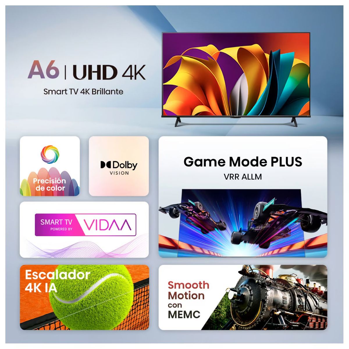 HISENSE - Televisor Hisense 50 UHD 4K Smart Tv 50A6N 2024 +Rack