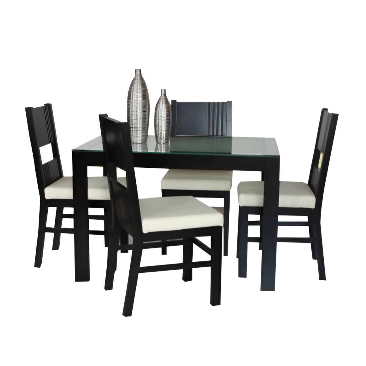 HOGAR & SPACIOS - HYS COMEDOR 4 SILLAS BAT BLANCO