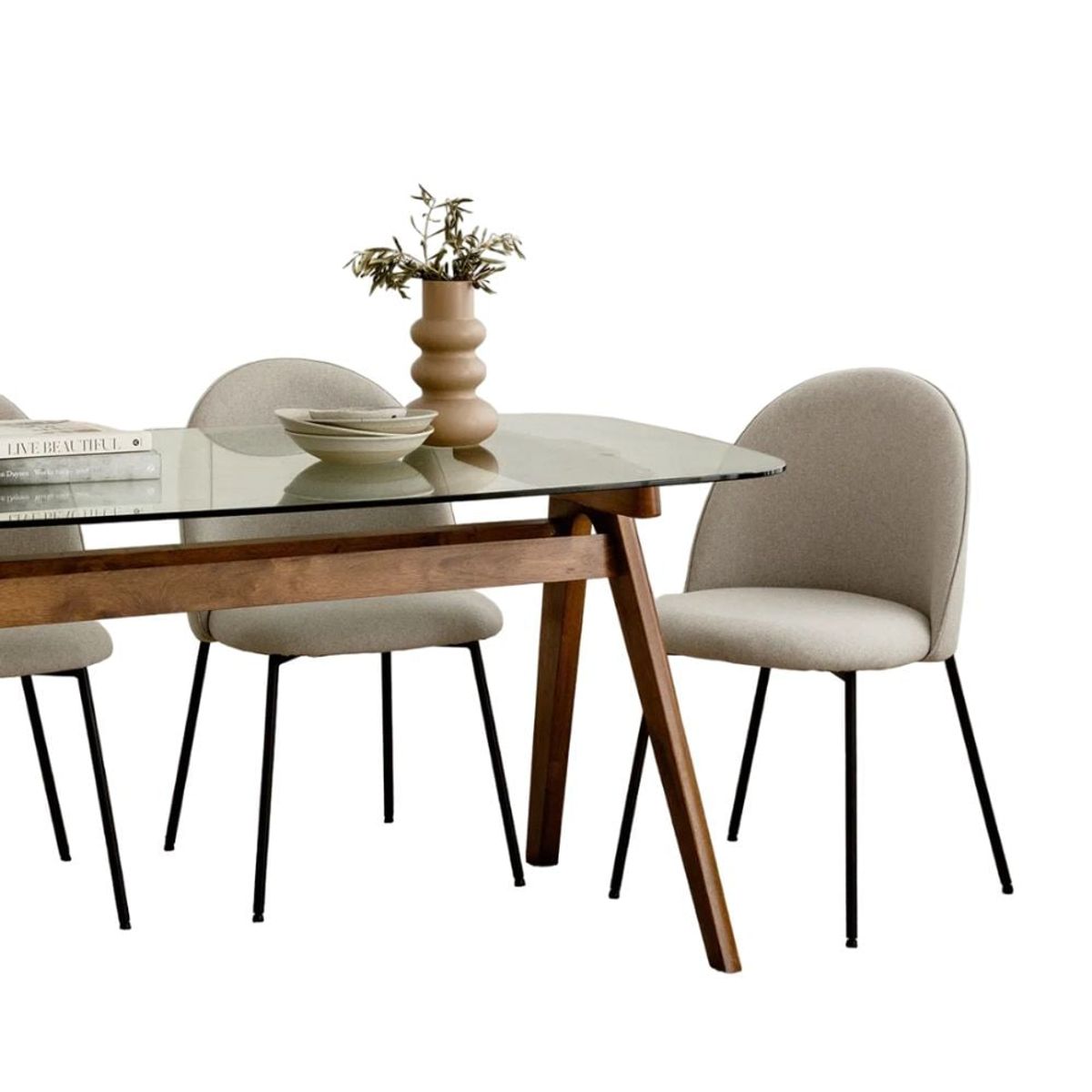 HOGAR & SPACIOS - HYS COMEDOR 4 SILLAS BETH BEIGE