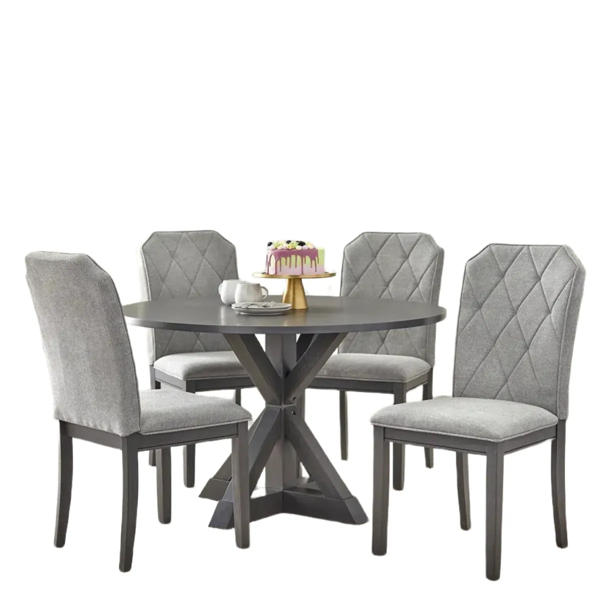 HOGAR & SPACIOS - HYS COMEDOR 4 SILLAS ERICK GRIS OSCURO