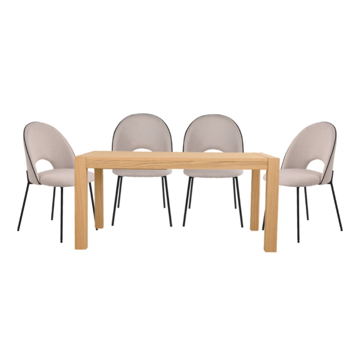 HOGAR & SPACIOS - HYS COMEDOR 4 SILLAS JOEL BEIGE