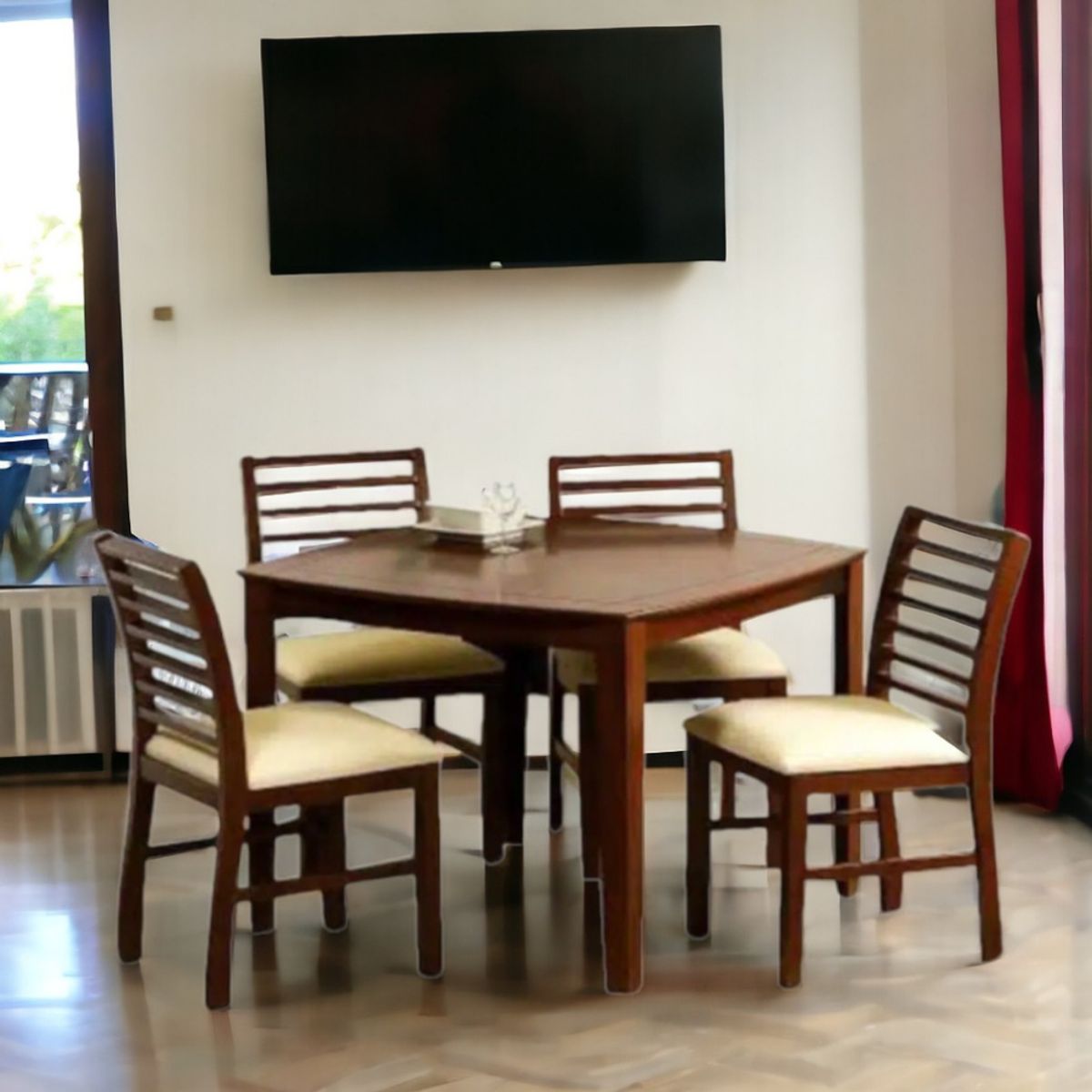 HOGAR & SPACIOS - HYS COMEDOR 4 SILLAS METZ BEIGE