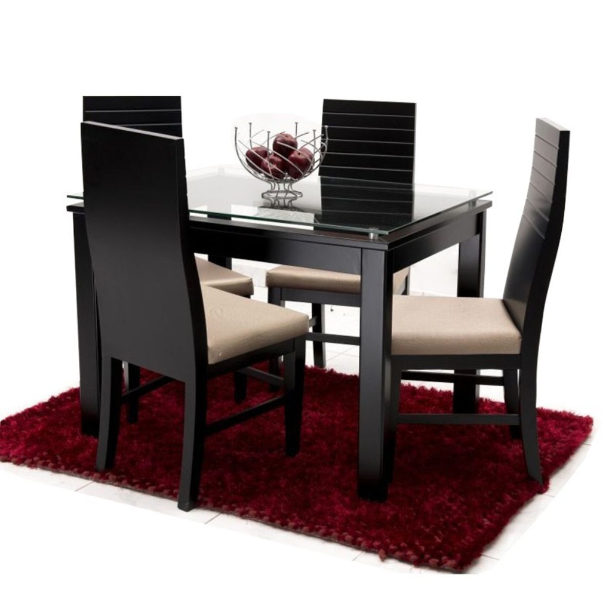 HOGAR & SPACIOS - HYS COMEDOR 4 SILLAS ROCHELLE NEGRO