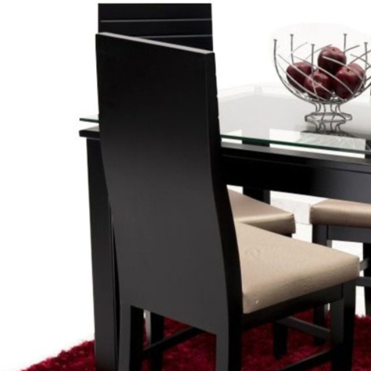 HOGAR & SPACIOS - HYS COMEDOR 4 SILLAS ROCHELLE NEGRO