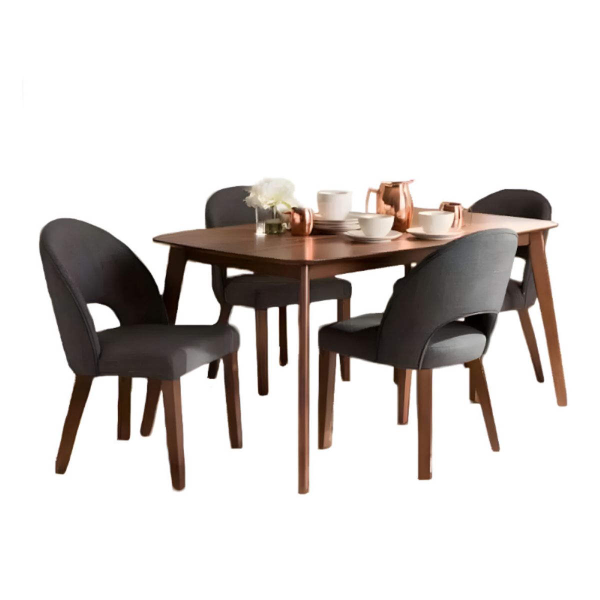 HOGAR & SPACIOS - HYS COMEDOR 4 SILLAS ZULEMA MARRON OSCURO