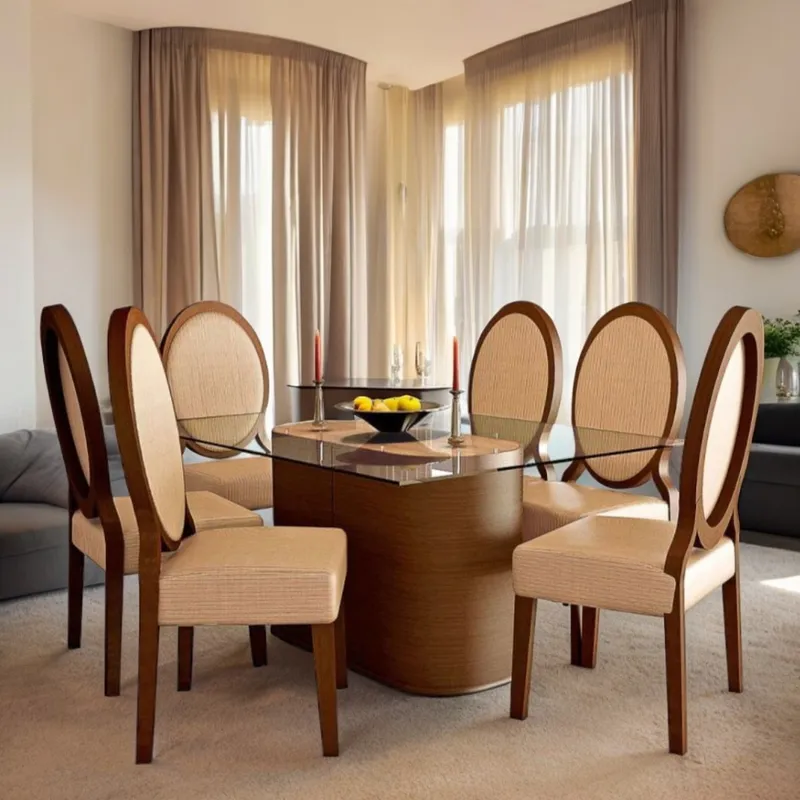 HOGAR & SPACIOS - HYS COMEDOR 6 SILLAS BESAN MADERA