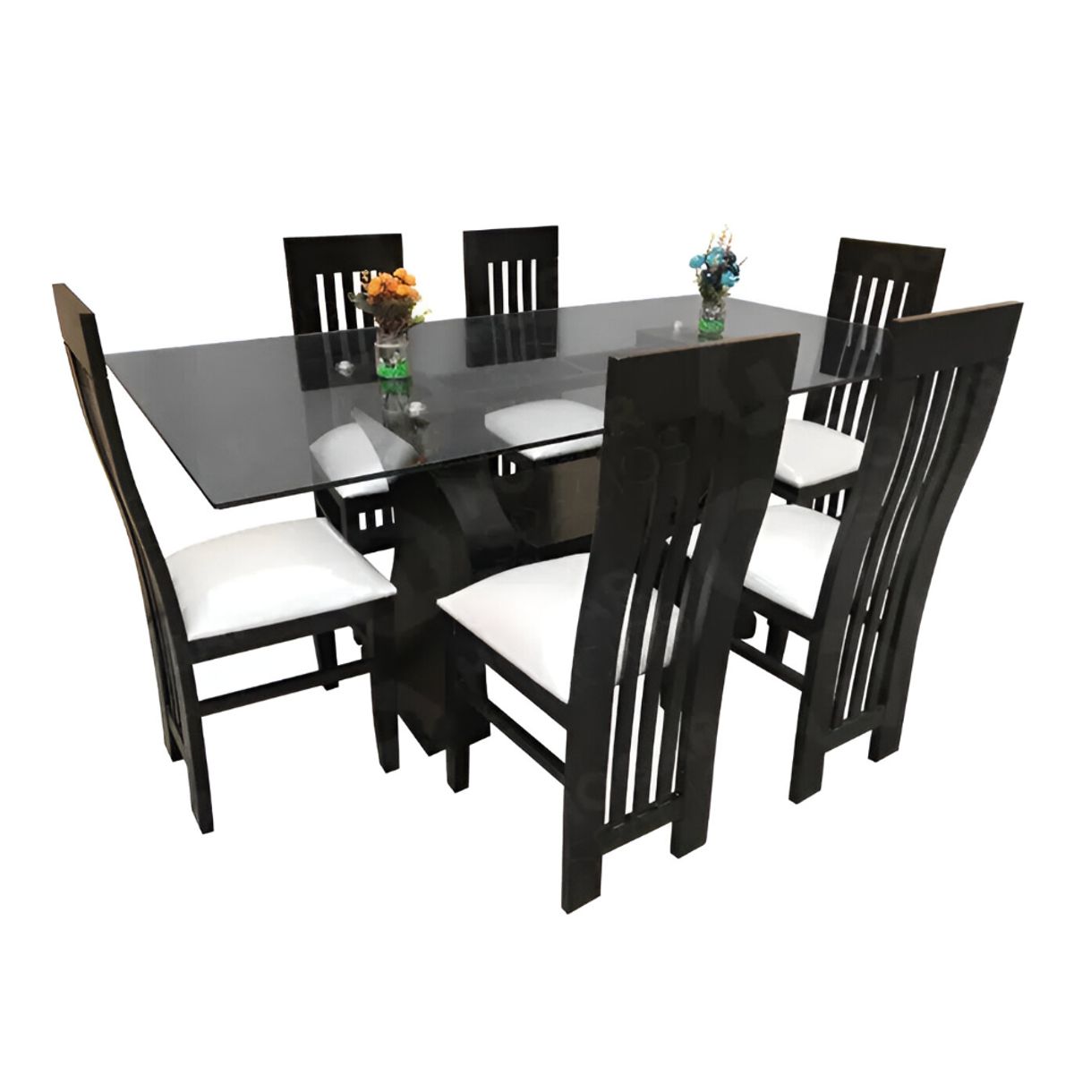 HOGAR & SPACIOS - HYS COMEDOR 6 SILLAS LUCY MARRON OSCURO