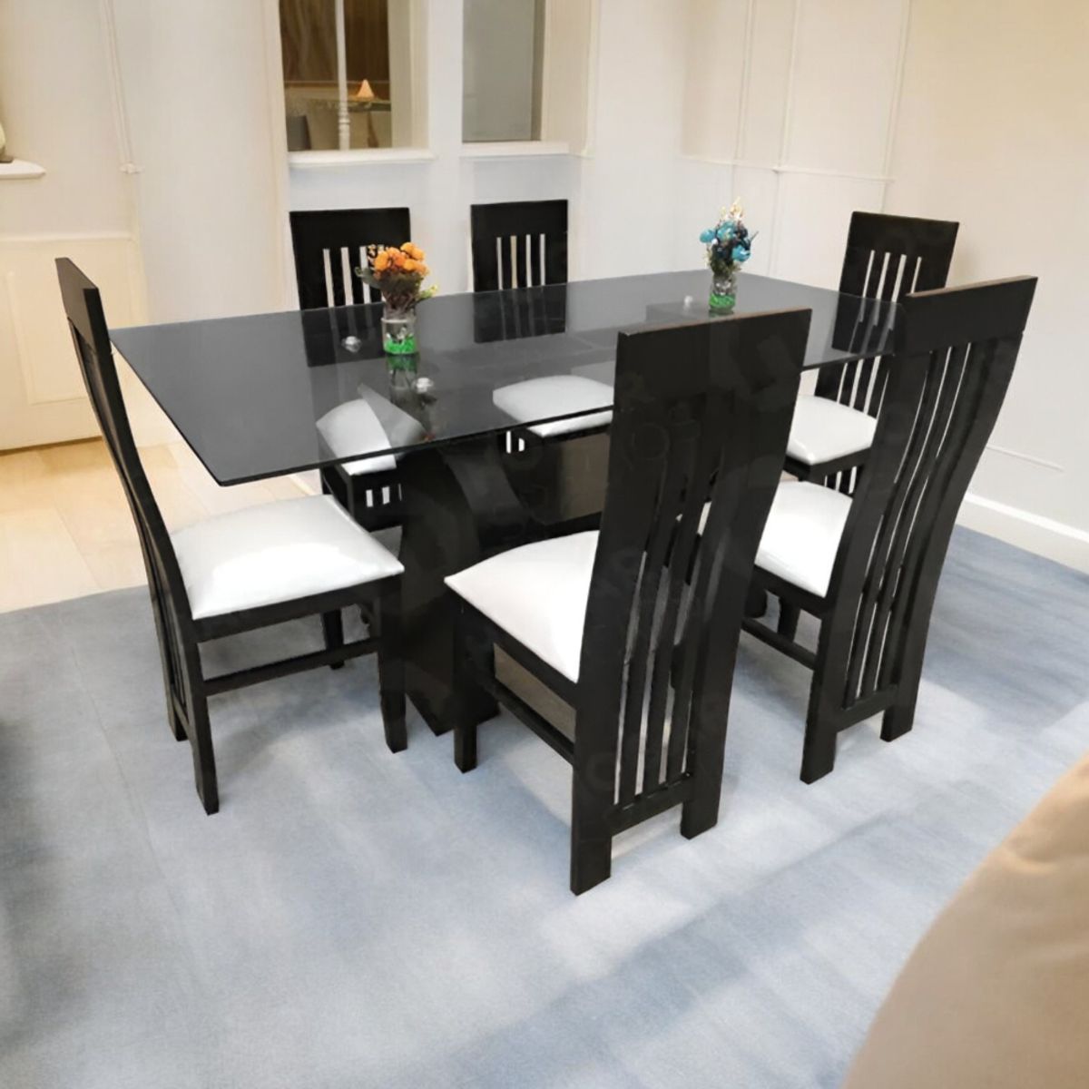 HOGAR & SPACIOS - HYS COMEDOR 6 SILLAS LUCY MARRON OSCURO