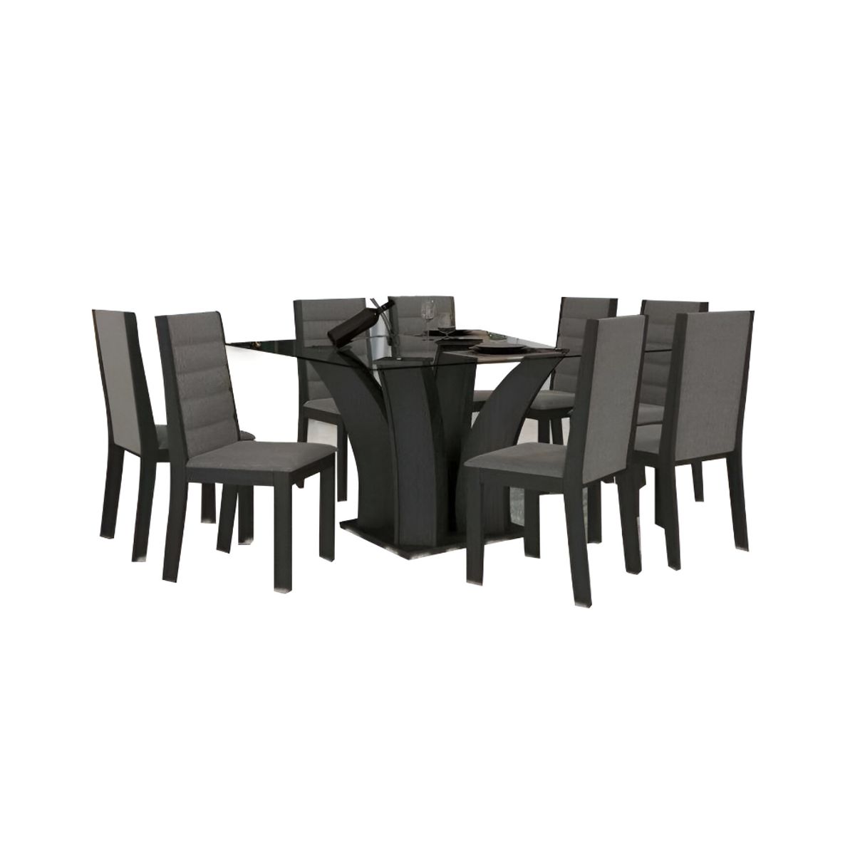 HOGAR & SPACIOS - HYS COMEDOR 8 SILLAS BEAR GRIS