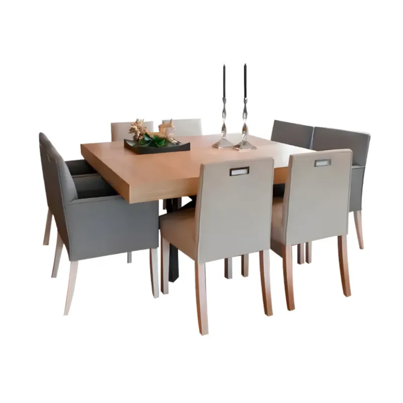 HOGAR & SPACIOS - HYS COMEDOR 8 SILLAS CLAUS BEIGE