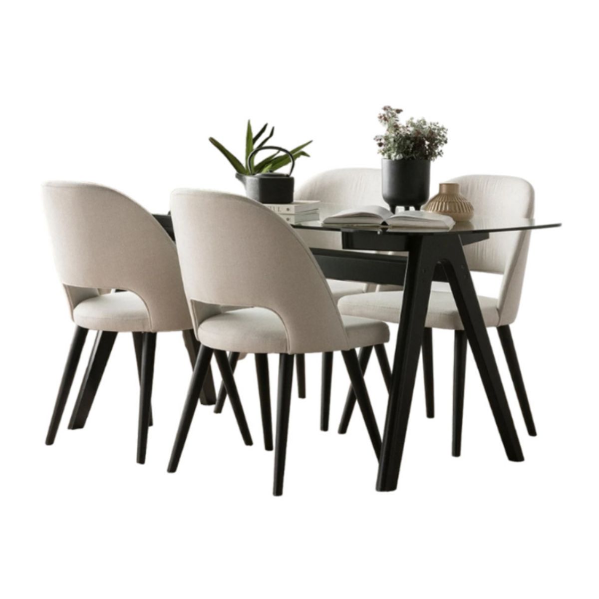 HOGAR & SPACIOS - HYS COMEDOR 4 SILLAS GEORGE BEIGE