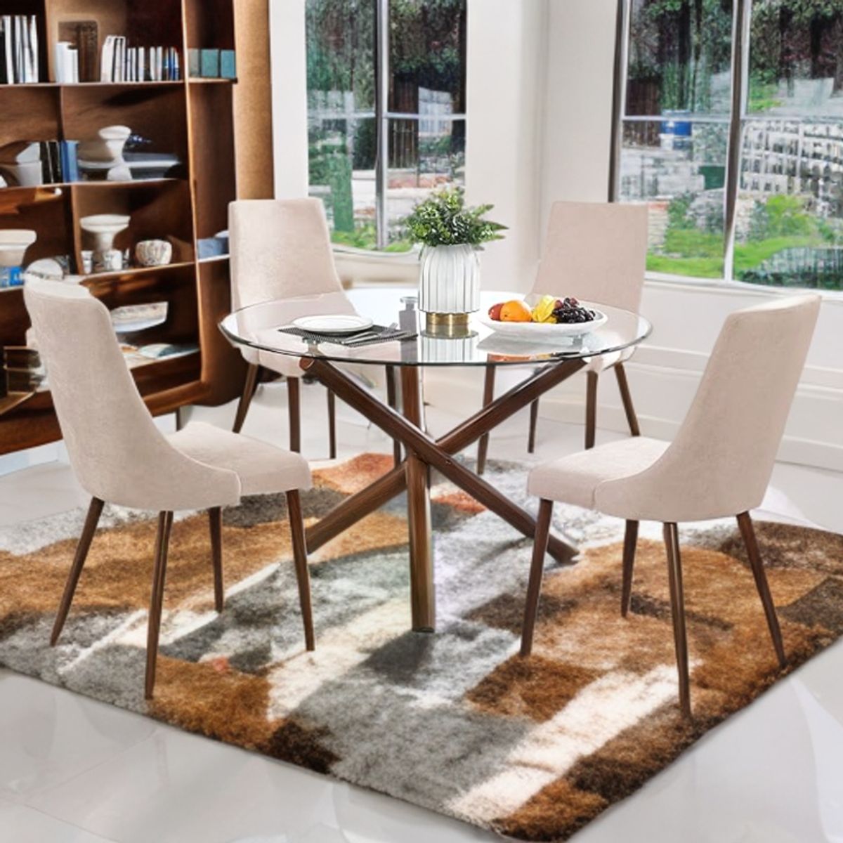 HOGAR & SPACIOS - HYS COMEDOR 4 SILLAS KITIZ BEIGE