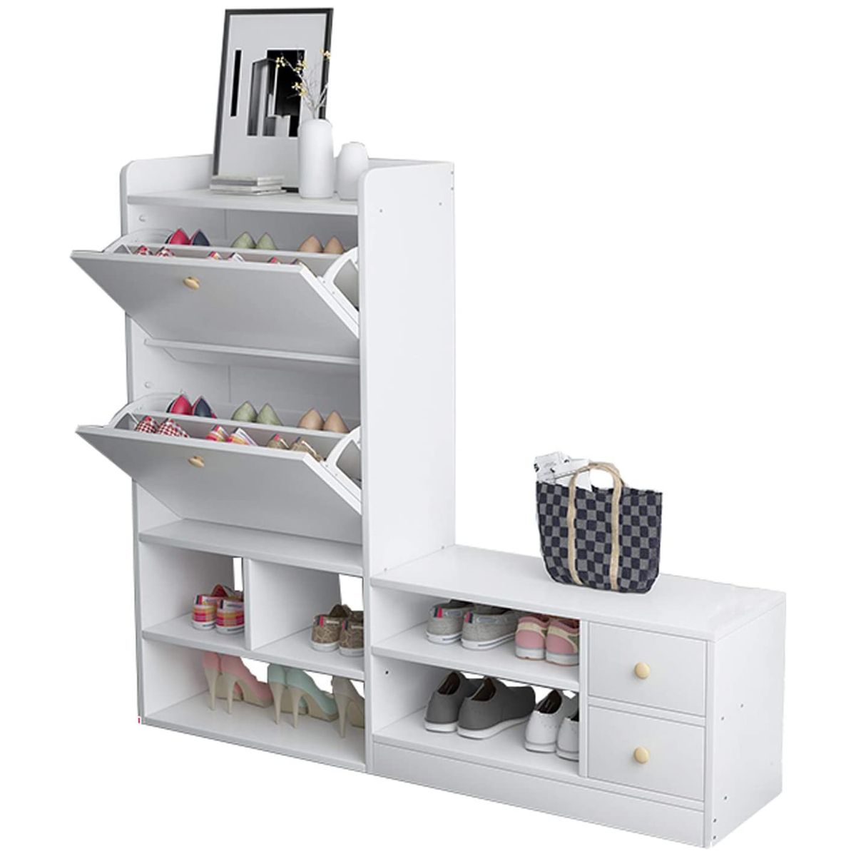 GENERICO - Zapatera con Sistema Abanico Rosalia Blanco Amore Home