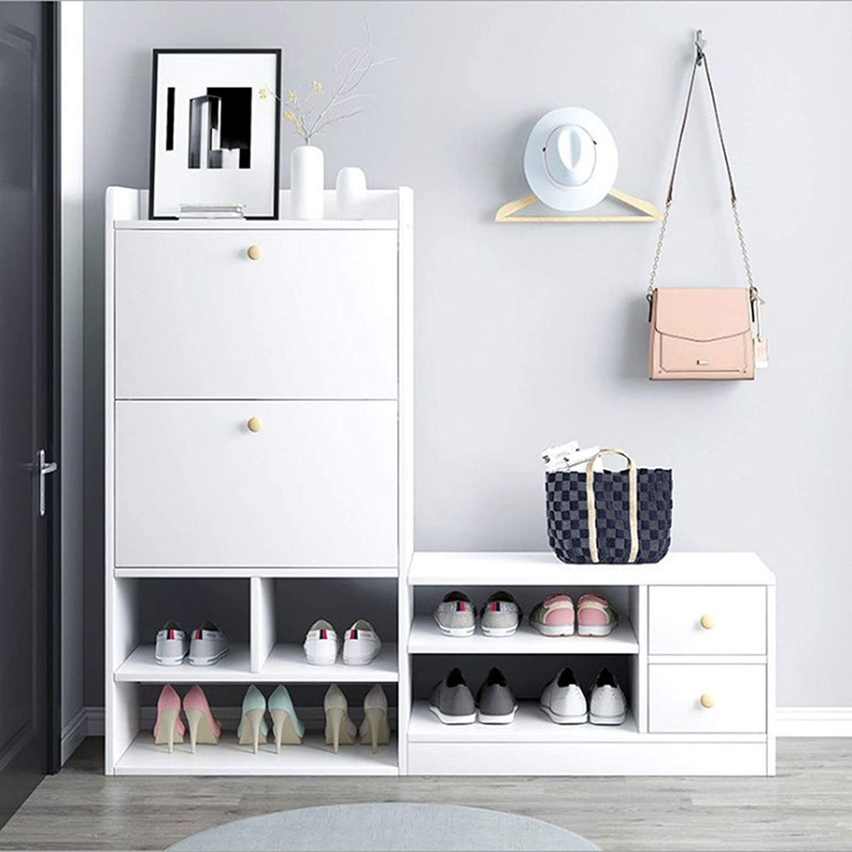 GENERICO - Zapatera con Sistema Abanico Rosalia Blanco Amore Home