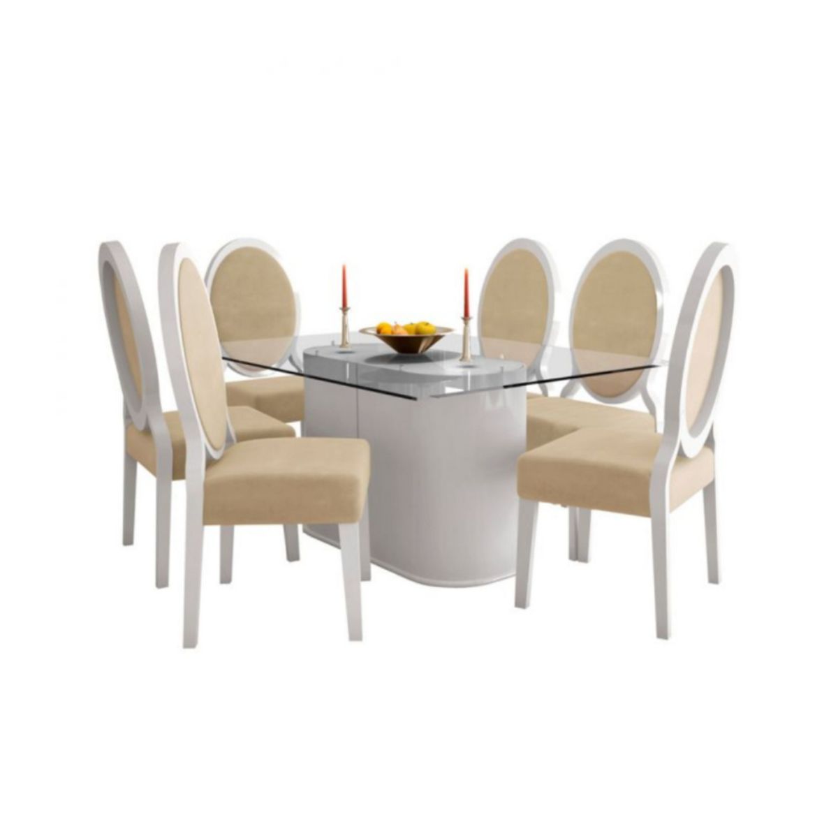 HOGAR & SPACIOS - HYS COMEDOR 6 SILLAS BESAN BLANCO