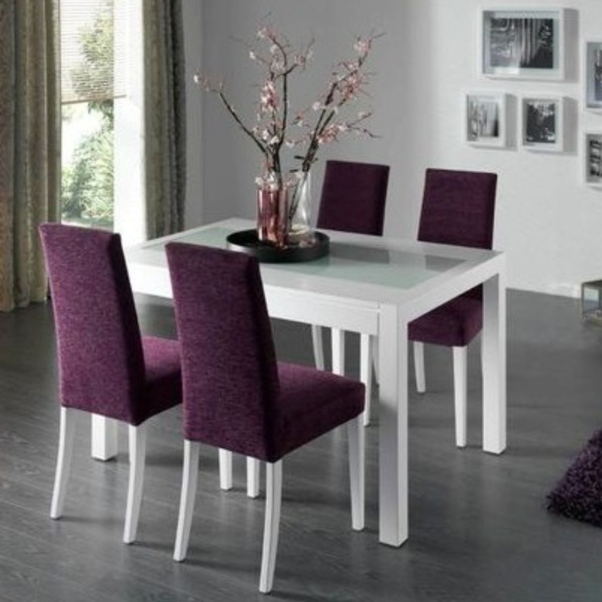 HOGAR & SPACIOS - HYS COMEDOR 4 SILLAS MERCIEL PURPURA
