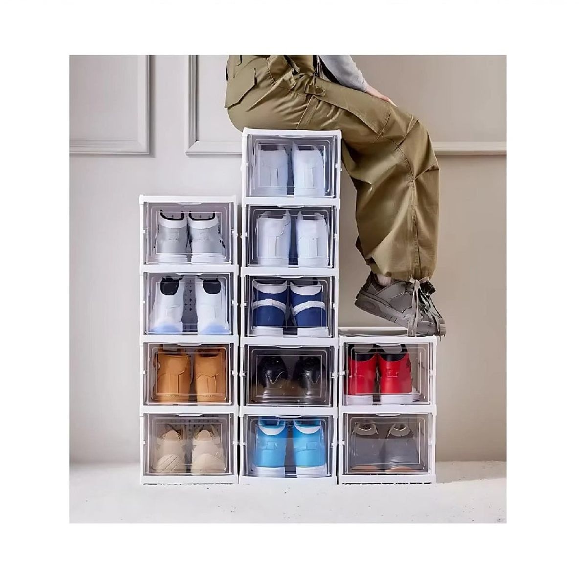 OTTOWARE - Zapatera Acrílica Plegable de 4 Niveles