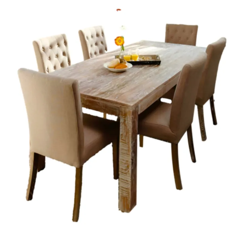 HOGAR & SPACIOS - HYS COMEDOR 6 SILLAS BERUSSO CAPITONE MADERA