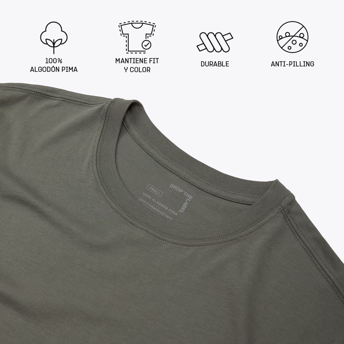 DROP THE LABEL - Polo Manga Larga 100% Algodón Pima Hombre Verde