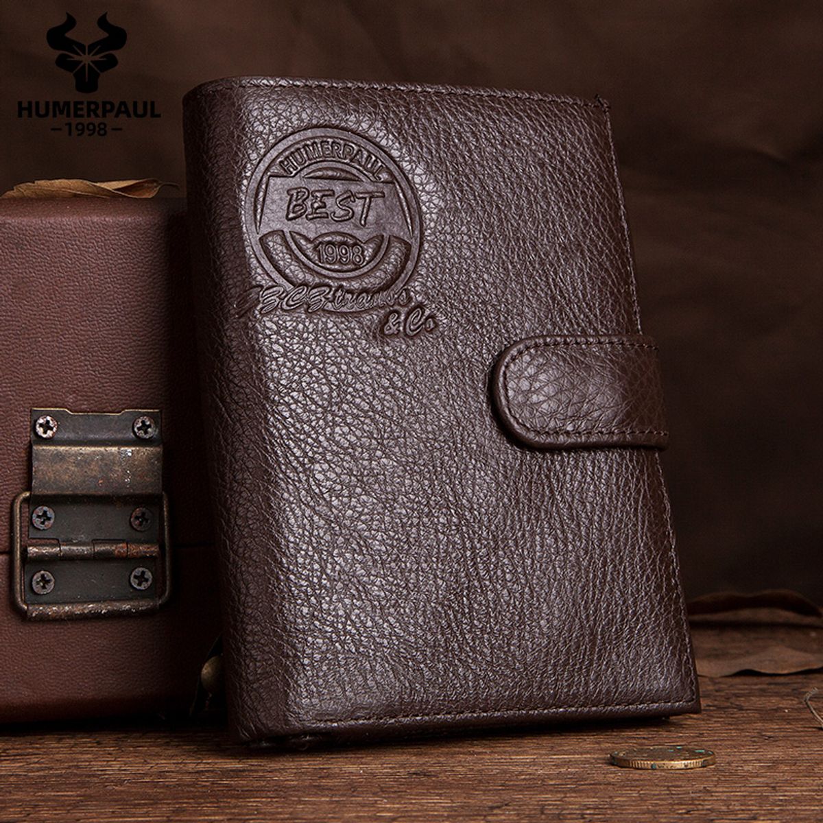 GENERICO - Billetera y Porta Pasaporte de Cuero Vacuno BP833 Humerpaul