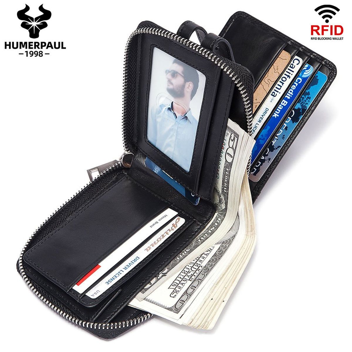 GENERICO - Billetera de Cuero Vacuno BP948S Diseño moderno con RFID